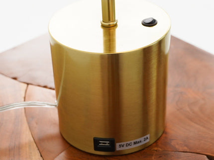 Ethereal - Modern Small Table Lamp, Desk Lamp Fixture With Globe Shade - Gold / White