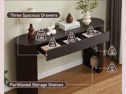 Retro Console Table With Storage, 3 Drawers