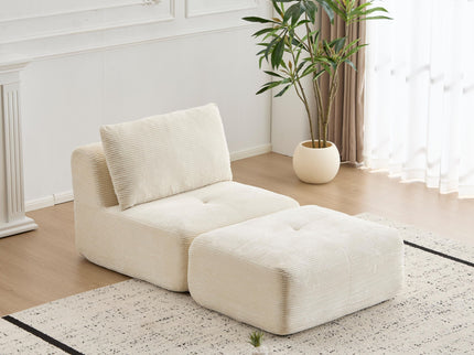 Single Chaise Longue With Movable Ottoman For Living Room