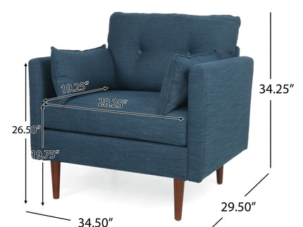 Enchantica - Upholstered Fabric Club Chair With Button Tufted And 2 Accent Pillows