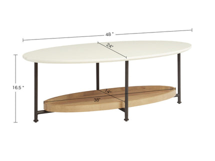 Oval Coffee Table - White / Natural