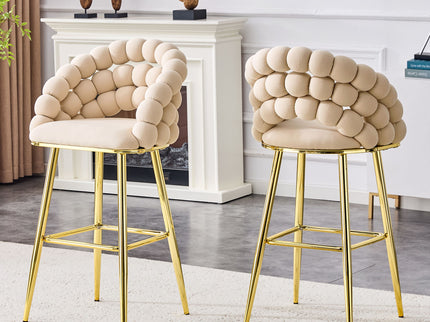 Bubble, Ball Chain Tufted Bar Chairs For Kitchen Island & Home Bar (Set of 2)