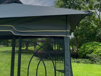 Patio Gazebo Tent With Ventilated Double Roof And Mosquito Net