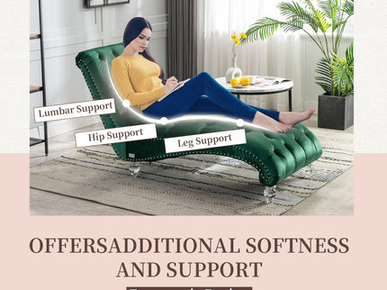 Chaise Lounge Indoor, Button Tufted Upholstered Chaise Lounge Chair With Pillow