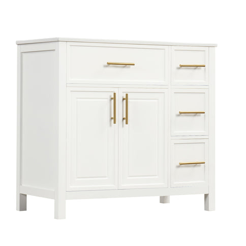 Modern Bathroom Vanity With Sink Top, 2 Doors And 3 Drawers