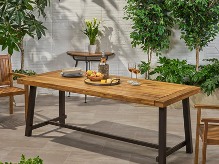 Equilibrium - Outdoor Dining Table With Wooden Frame And Slat Top