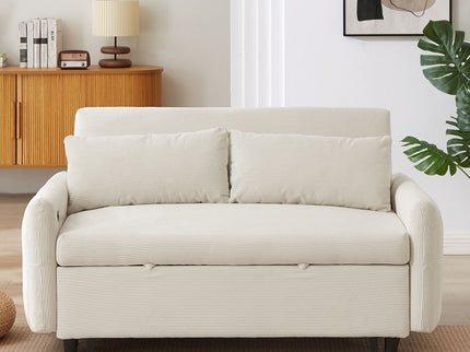 Pull-Out 2 Seat Modern Sleeper Sofa With 2 Throw Pillows And USB Ports