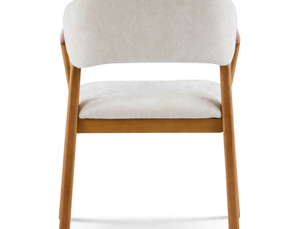 Indoor Upholstered Dining Armchair (Set of 2) - Beige / Teak