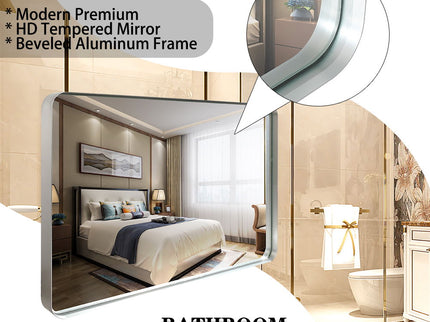 Rounded Corner Rectangle Bathroom Mirror For Wall Metal Frame Wall Mounted Bathroom Mirror Vanity Bathroom Mirror (Horizontal & Vertical)