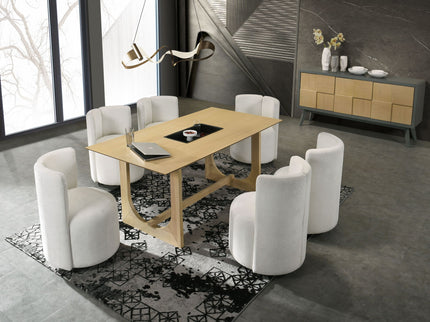 Blayde - 8 Pieces Dining Room Set - Natural / White