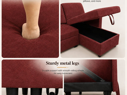 L - Shaped Convertible Sofa Bed With Storage Chaise