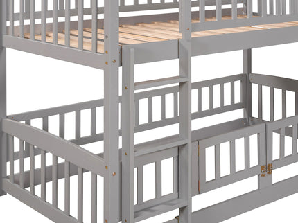 Low Bunk Bed With Slide, Fence And Ladder