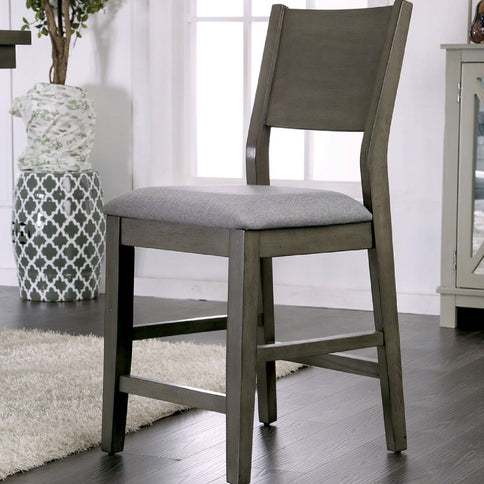 Padded Fabric Seat Panel Back Counter Height Dining Chairs (Set of 2) - Gray / Light Gray