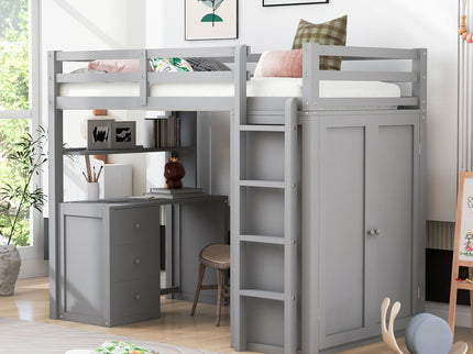 Loft Bed With Drawers, Desk, And Wardrobe