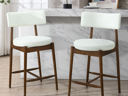 Mid Century Modern Counter Stools, Fabric Upholstered Chairs