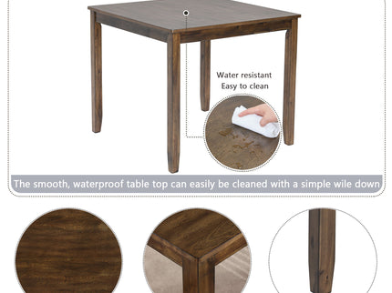 5 Piece Dining Table Set & 4 Chairs - Walnut