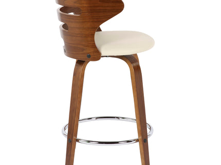 Cosini - Mid Century Modern Fixed Height Counter Stool With Footrest With Swivel (Set of 2)