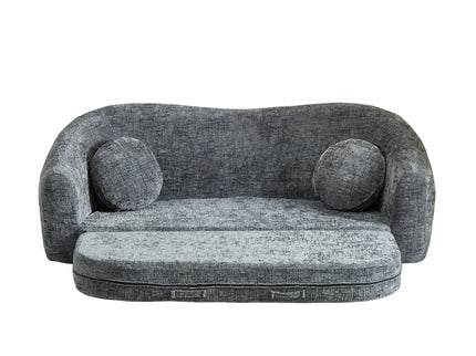 Curved Convertible Sofa, 2 In 1 Frameless Folding Sofa Bed With Pull Out Base And Deep Seat