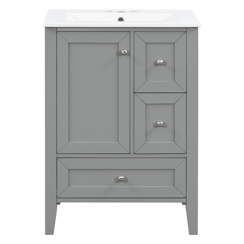 Modern Bathroom Vanity With Sink, Freestanding Cabinet With Drawers And Shelves