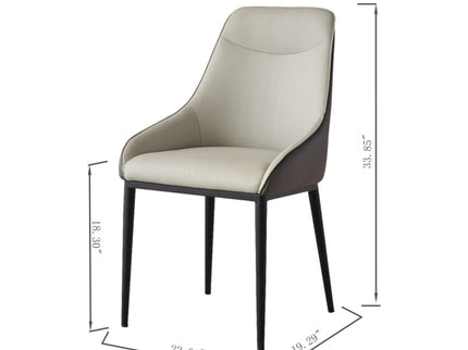 Modern Dining Chair Set Upholstered Seats Steel Metal Legs 2 Tone Contemporary Kitchen Living Room Furniture (Set of 2) - Black / Gray