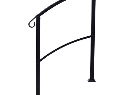 Handrails For Outdoor Steps, Fit 1 Or 3 Steps Outdoor Stair Railing, Flexible Front Porch Hand Rail, Transitional Handrails For Concrete Steps Or Wooden Stairs - Black