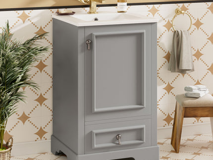 Bathroom Vanity With Sink, Soft Close Door, Adjustable U-Shaped Shelf
