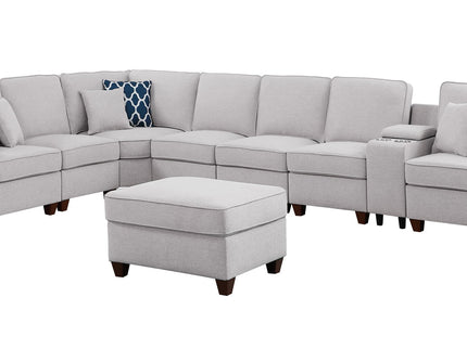 Jessica - Sectional Sofa With Ottoman - Light Gray