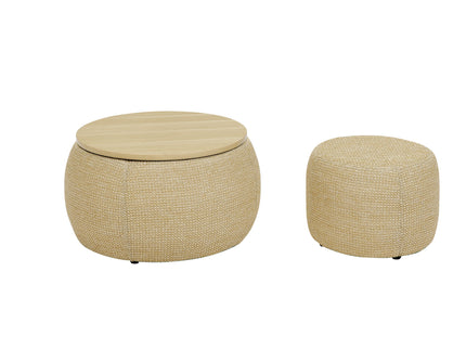 Round Storage Ottoman, 2 In 1 Function, End Table And Ottoman