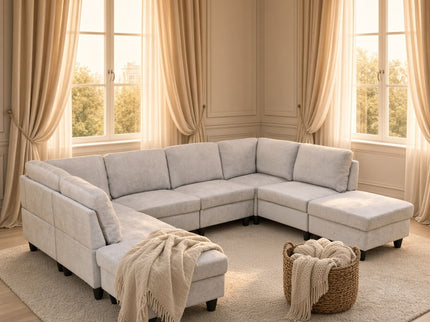 8 Piece Modular U - Shape Sectional Sofa