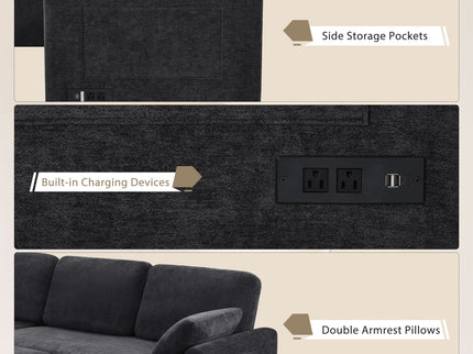 Convertible U-Shaped Sectional Sofa Bed With Reversible Chaise