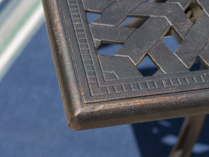Enchantia - Outdoor Rectangular Dining Table With Weave Tabletop And Flared Legs - Copper