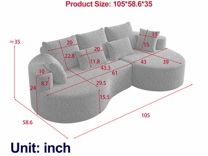 Curved Oversized Sectional Sofa With Extra Deep Seat