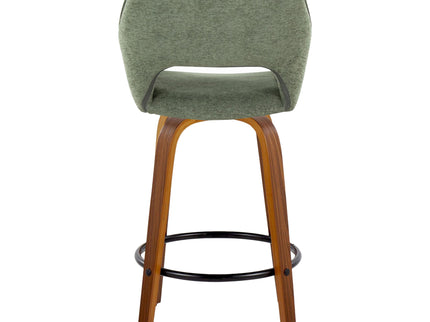 Mustang - Contemporary Fixed Height Counter Stool With Swivel With Round Footrest (Set of 2)