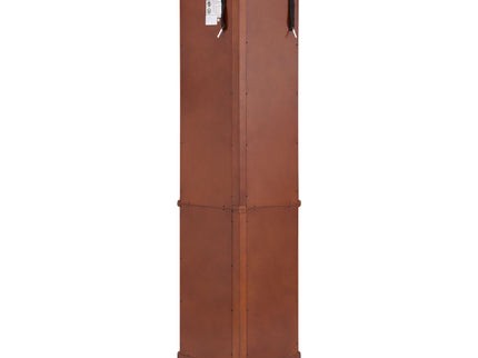 Corner Curio Cabinet With Lights, Adjustable Tempered Glass Shelves, Mirrored Back, Display Cabinet (E26 Light Bulb Not Included) - Walnut