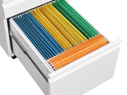 Contemporary 3 Drawer Mobile Filing Cabinet With Lock, Metal Office Storage For Legal / Letter Size