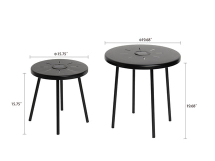 Solar Powered Side Table With LED Light, Outdoor / Indoor - Black
