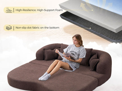 Foldable Sofa Bed, Boneless Couch Convertible Sleeper With 4 Pillows
