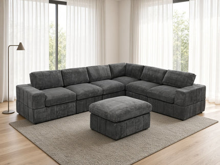 Oversized Ottoman Footrest Extra Seat Living Room - Dark Gray