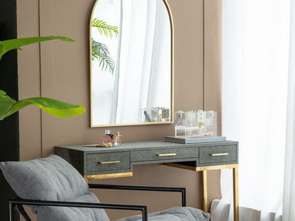 Arched Mirror With Metal Frame, Wall Mirror For Living Room Bedroom Entryway