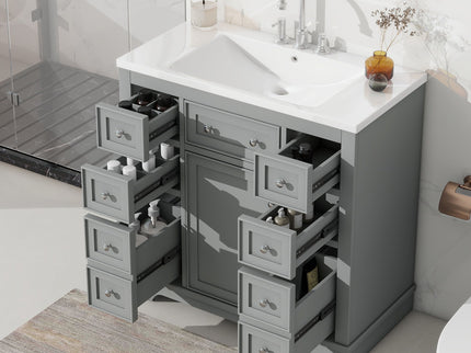 Modern Bathroom Vanity With Sink Combo, 6 Drawers And 1 Cabinet