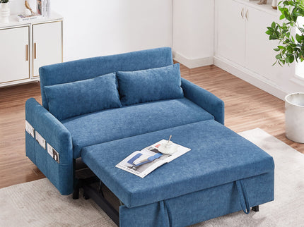 Pull Out Sleep Sofa Bed Loveseats Sofa Couch With Adjsutable Backrest, Storage Pockets, 2 Soft Pillows, USB Ports For Living Room, Bedroom, Apartment, Office