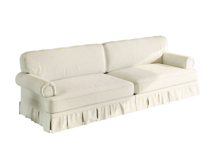 Luxuriously Comfortable Cloud Couch Sofa With Elegant Rolled Arms & Pleated Skirt Design