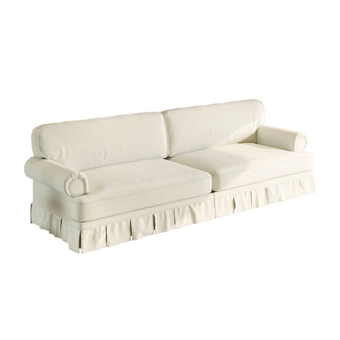 Luxuriously Comfortable Cloud Couch Sofa With Elegant Rolled Arms & Pleated Skirt Design