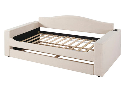 Upholstered Daybed With Storage Armrests, Trundle And Latest Integrated tooth Audio System