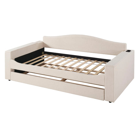 Upholstered Daybed With Storage Armrests, Trundle And Latest Integrated tooth Audio System