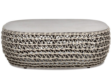 Willow - Oval Woven Patio Coffee Table, Wicker Frame