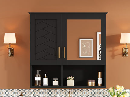 2 In 1 Wall-Mounted Mirror Cabinet With Adjustable Shelves, Soft-Close Doors, High-Definition Mirror & Storage