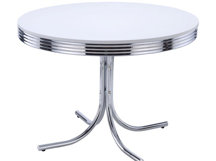 Marla - 5 Piece Dining Set With Round Table And Upholstered Chairs - White