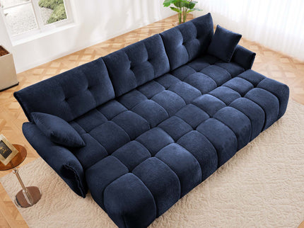 Sofa Set With Ottoman And Pillows, Textured, High Resilience Cushions