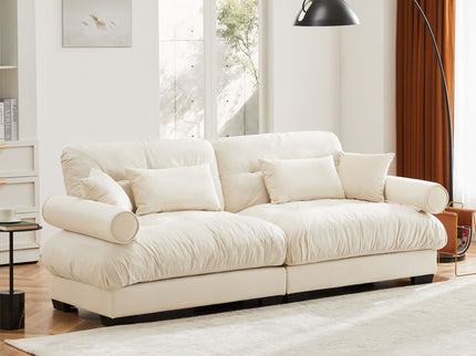 Modern Sofa With Bolstered Armrests And Pillows